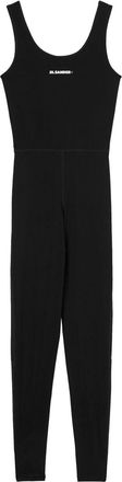 Jil Sander logo-print sleeveless jumpsuit - women - Polyamide/Spandex/Elastane - L - Black