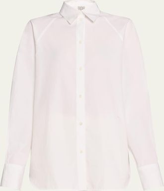 Toteme Raw-Edge Raglan-Sleeve Button-Down Shirt