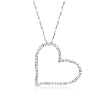 Ross-Simons Diamond Heart Pendant Necklace in Sterling Silver
