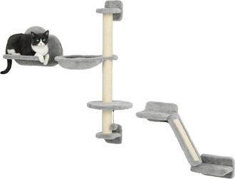 OEM Juego De Pared De Escalada Para Gatos De 3 Piezas Con Hamaca Rampa Con Rascador Plataforma En Forma De Nube Gris