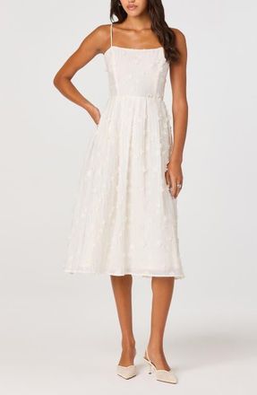 ASTR the Label Avani Floral Appliqu&eacute; Fit & Flare Midi Dress in Cream at Nordstrom, Size X-Small