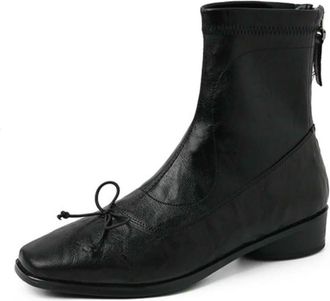 Generic GLDFW Autumn Winter Square Toe Solid Color Boots Morden Versatile Women Boots Comfortable Soft Shoes Black