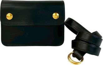 Herm&egrave;s Black Box Calf Leather Pochette Pouch Sling Bag (Pre-Owned)