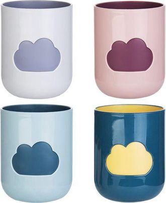 OEM Juego De 4 Vasos Para Cepillo De Dientes, Enjuague Bucal, Viajes Y Con Dise&ntilde;o De Nubes, Ideales Para Picnics, Actividades Al Aire Libre Y Fiestas Fami