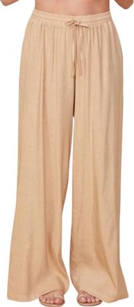 Monrow Linen Wide Leg Pants In Croissant