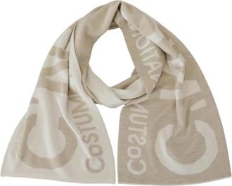 Costume National Logo Gebreide Sjaal - Dames - Accessoires - Beige - Maat: ONE Size Wol