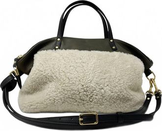 Kempton & Co. Petite Lizard Devon Holdall Shearling Bag In Natural/olive
