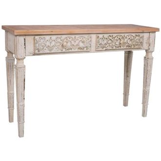Wanderlust Deco Recibidor De Madera Blanco De 2 Cajones 120x40x78 Cm