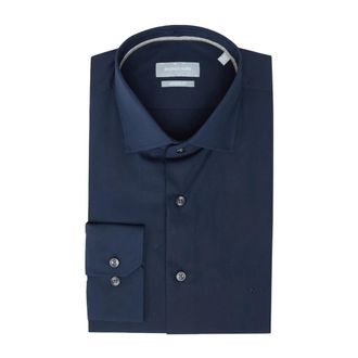 Michael Kors Moderne Stretch Poplin Overhemd - Heren - Casual Overhemden - Blauw - L - Katoen - Overhemden