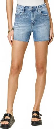 Judy Blue High Waist Rhinestone Decor Denim Shorts In Light