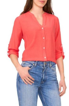 Halogen Textured Utility Shirt in Deep Sea Coral at Nordstrom Rack, Size Medium