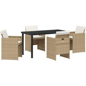 vidaXL Conjunto De Comedor De Jard&iacute;n Con Coj&iacute;n 5 Pcs Beige Polirat&aacute;n Vidaxl