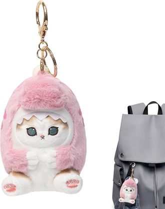 Generic Plush Keychain, Shark Cat Dinosaur Pendant, Cute Keyring Backpack Pendant Cartoon Stuffed Animal Doll Keychain for Girls, Soft and Adorable Accessory 