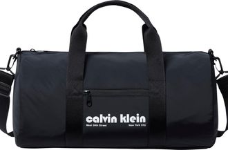 Calvin Klein Mens Graphic Crossbody Duffle Bag with Retro Logo, Black (Black), One Size