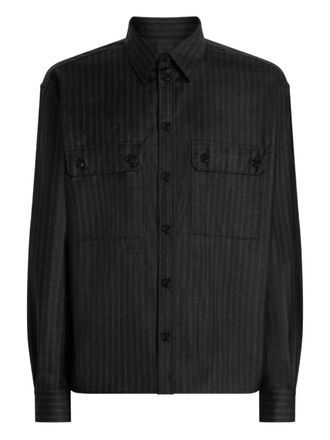 Dolce & Gabbana Camicia a righe con applicazione - Nero