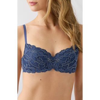 b.tempt'd by Wacoal Feeling Famous Underwire Balconette Bra in Crown Blue at Nordstrom, Size 32B