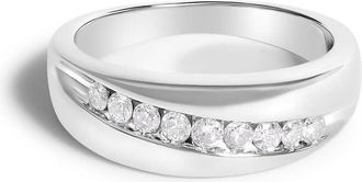 House of Brilliance Mens.925 Sterling Silver 1/2 Cttw Diamond 9 Stone Band Ring