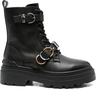Pinko Mia 19 Enkellaarsjes - Dames - Veterlaarzen - Zwart - 37 EU - Leer - Schoenen