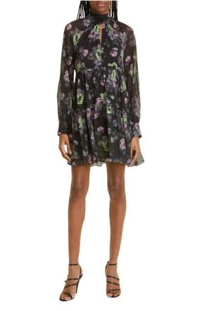 Cinq &agrave; Sept Bloom Revina Floral Print Long Sleeve Dress In Midnight Multi