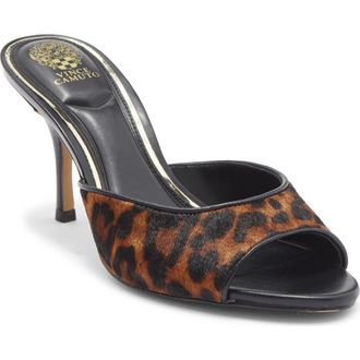 Vince Camuto Prynn Genuine Calf Hair Sandal in Camel/Black Calf Hair at Nordstrom Rack, Size 6.5