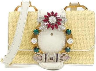 Miu Miu Pre-owned Paglia Madras Schoudertas - Dames - Vintage Schoudertas - Beige - ONE Size - Vintage