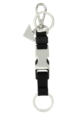 Prada Mens Black Fabric Keyring Nero Acciaio-Poliammidericiclat Portachiavi Keychains