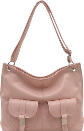 Generic Women PU Material Fashion Crossbody Shoulder Bag for Shop(Pink) (Pink)