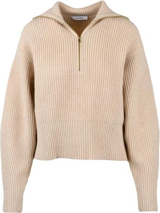 Max Mara Nadar Trui met Halve Rits - Dames - Coltruien - Beige - M - Wol - Truien & Vesten