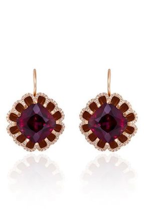 Mindi Mond Floating Rhodolite Garnet & Diamond Drop Earrings in Rose/Diamond/Garnet at Nordstrom
