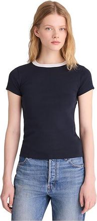 Madewell The 90s Crewneck T-Shirts in Compact Cotton Womens Clothing Colorblock : LG (Womens 10-12)