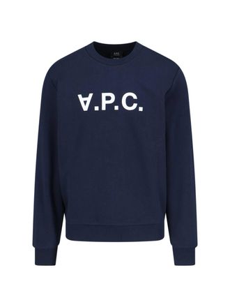 A.P.C. Blue Organic Cotton Logo Sweatshirt