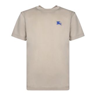 Burberry T-Shirts, male, Beige, Size: XS Beige T-Shirt with Blue Logo
