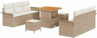 vidaXL Vidaxl - Conjunto De Sof&aacute; De Jard&iacute;n 9 Pcs Beige Rat&aacute;n Sint&eacute;tico
