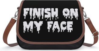 Generic FINISH ON MY FACE Small Womens Crossbody Bags Shoulder Handbag with Adjustable Strap for Travel