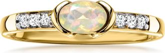Ross-Simons Opal Ring With White Zircons in 18kt Gold Over Sterling