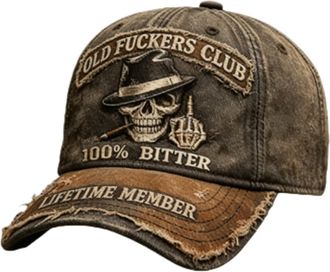 Generic Vintage Baseball Cap with Embroidery from The Old Bastard Club, Featuring an Adjustable Middle Finger Skull, a Fun hat