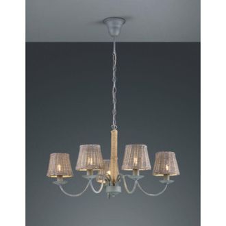 Trio leuchten - lampadario rotin 5 lucigrigio con corda in juta e metallo