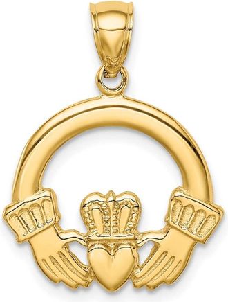 Diamond2Deal 14k Yellow Gold Claddagh Pendant