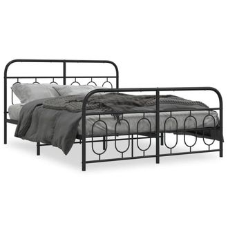 Berkfield Home Metal Bed Frame without Mattress with Footboard Black 140x190cm | Size: 140x190 cm