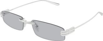 Balenciaga Gossip Rectangle S Zonnebril - Heren - Zonnebrillen - Grijs - 57 MM - Nylon - Accessoires