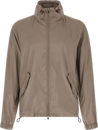 Brunello Cucinelli Jassen, Heren, Grijs, L, Polyester, Lichtgewicht Techno Stof Ongevoerde Jas met Capuchon