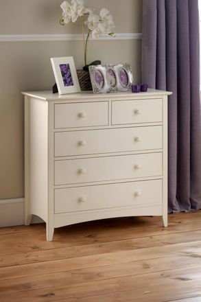 Julian Bowen Cameo 5 Drawer Chest (3+2) in Warm White