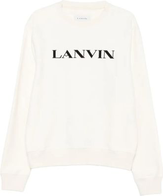 Lanvin Felpa in cotone con logo ricamato - Bianco
