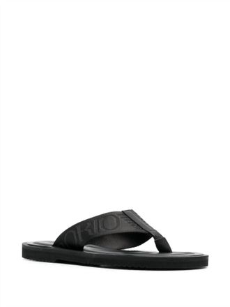 Emporio Armani Mens Logo Tape Thong Slip-On Flat Sandals In Black