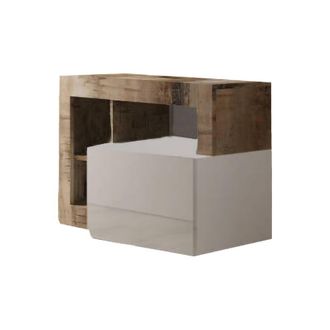 Dmora Zapatero Adonide, Zapatero, Armario De Entrada Multiusos, Zapatero, Made In Italy, 91x35 H58 Cm, Blanco Brillante Y Acacia - Dmora