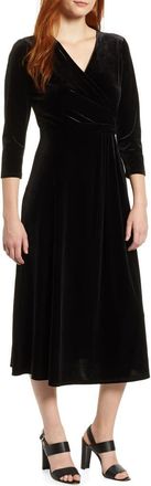 Chaus Velvet Wrap Style Dress in Rich Black at Nordstrom, Size X-Large