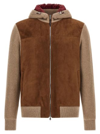 Brunello Cucinelli Brown Lamb Leather Mens Bomber