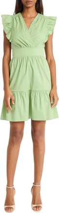 Donna Morgan Ruffle Sleeve Minidress in Fair Green at Nordstrom Rack, Size 16
