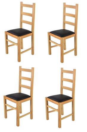 Tommychairs Tommychairs 4 Sillas Rustica En Haya Color Natural Y Asiento En Polipiel Negra