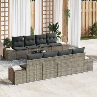 vidaXL Vidaxl - Set Divano Da Giardino Con Cuscino 7 Pcs Grigio 55 X 55 X 37 Cm